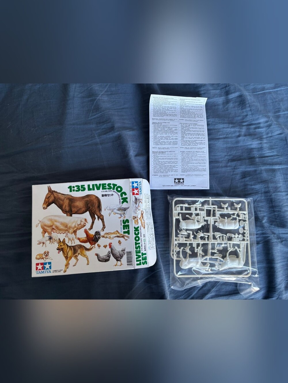 Tamiya 1:35 Livestock Set - White Plastic Model Animals